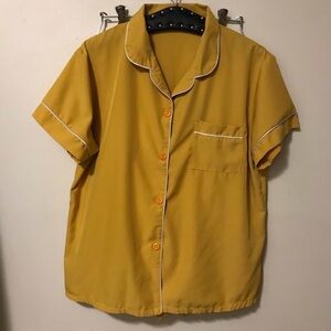 Mustard Yellow Pyjama Set - Short Sleeve Button Up and Shorts
